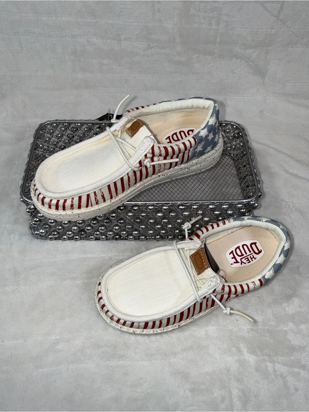 🇺🇸 Hey Dude Wally Kids Patriotic American Flag Shoes 13C NWT 🇺🇸